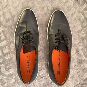 Santoni Midnght BlueLeather Derby Shoes